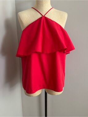 Lumiere Red Halter Ruffle Camisole